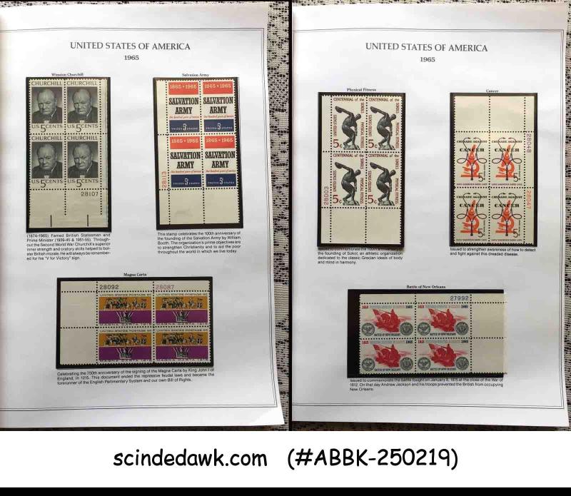 UNITED STATES 1965-1969 COMMEMORATIVE STAMPS COMPLETE BLK OF 4 MNH