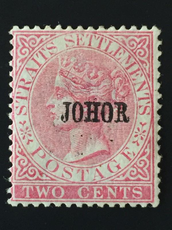 Malaya 1886 Johor opt Straits Settlements QV 2c MH SG#12 CV£80 M1837