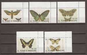 SAO TOME & PRINCIPE 1992 BUTTERFLY SETS + MINI SHEETS MNH Cat £25