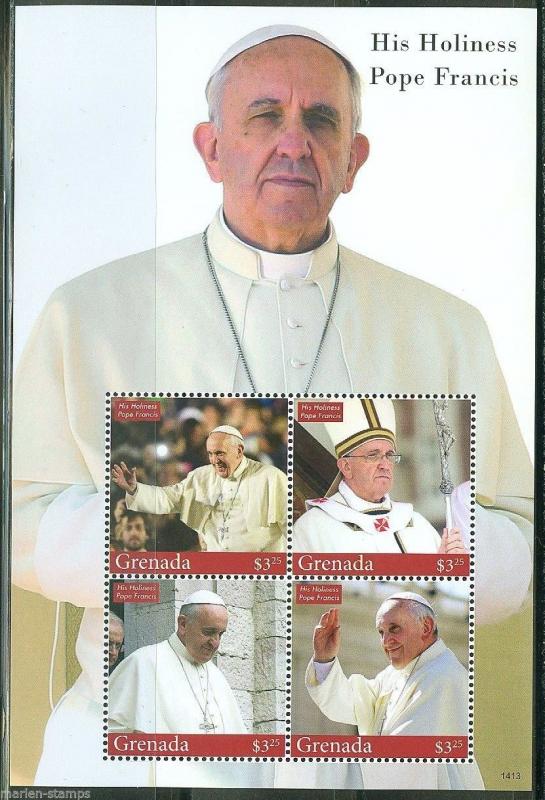 GRENADA 2014 HIS HOLINESS  POPE FRANCIS SHEET II  MINT NH 