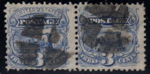 U.S. Scott #114 - Used Pair, Black Circular Fancy Cancels