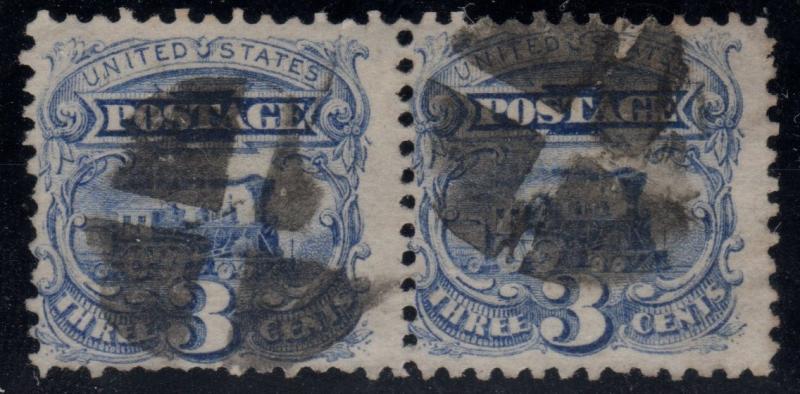 U.S. Scott #114 - Used Pair, Black Circular Fancy Cancels