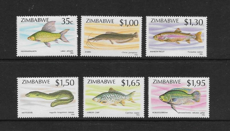 FISH - ZIMBABWE #696-701    MNH