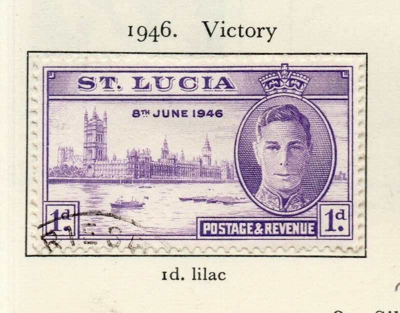 St Lucia 1946 GVI Early Issue Fine Used 1d. NW-154984 