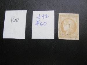 FRANCE 1870-1 USED SC 42  XF 4 MARGINS $60   (160)