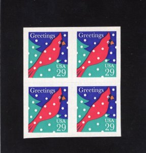 2874 Cardinal in Snow, MNH blk/4