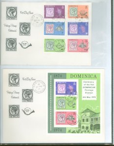 Dominica 389-94/394a postage stamp centennial