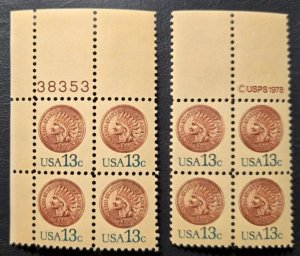 Scott #1734 Indian Head Plate Block of 4 + Block of 4 MNH