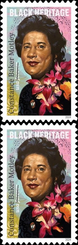 US 5830 Black Heritage Constance Baker Motley F vert pair MNH 2024 after Jan 31