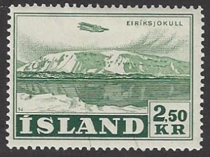 Iceland #C28 mint single, airmail view over Eiriksjokull, issued 1952