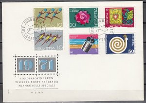 Switzerland, Scott cat. 524-529. Rose, Space, Dragon, Gym. First day cover. ^