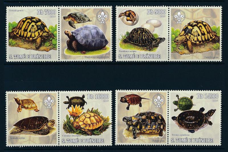 [96703] Sao Tome & Principe 2006 Reptiles Turtles 4 Pairs MNH