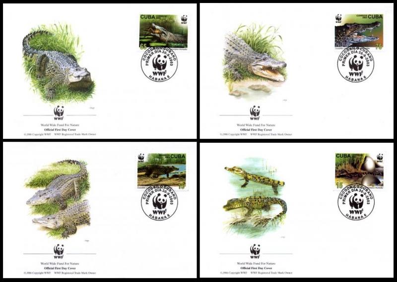 Cuba WWF Cuban Crocodile 4 official FDCs