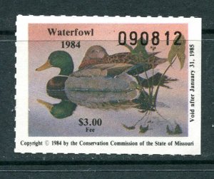 Missouri Waterfowl Duck Stamp MO6  1984 (a)