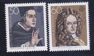 Germany 1328-29 MNH 1980 EUROPA Albertus Magnus & Gottfried Wilhelm Leibniz Set