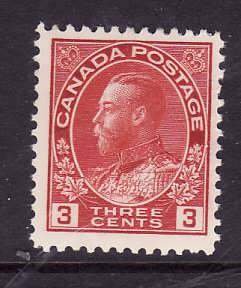 Canada-Sc#109- id7-unused hinged o.g.3c carmine KGV Admiral -1923-