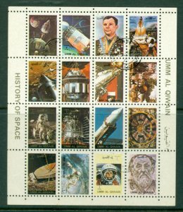 Umm al Qiwain 1972 Mi#1066-1081 History of Space Flight sheetlet small size CTO