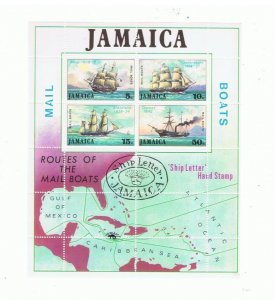 Lot of 1 Jamaica  souvenir sheets 1972 Mail Boats  Scott #382A mnh