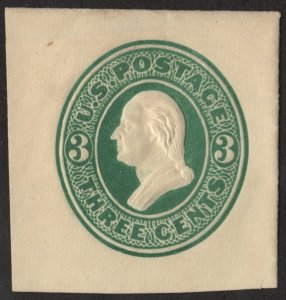 SC#U164 3¢ Washington Cut Square (1874) Unused