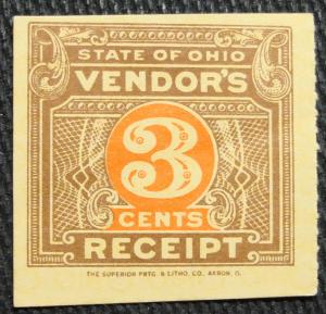 State of Ohio Vendor's Receipt, *MNG* Single, Crease L10 