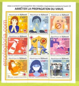 B0238 - DJIBOUTI - MISPERF ERROR Stamp Sheet - 2022 - DISEASE, MEDICINE-