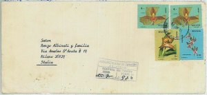 31463 -  BOLIVIA - POSTAL HISTORY - oversize  COVER to ITALY 1974  ORCHIDS