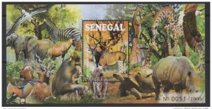 Senegal 2015 Bloc Mi. Bl. 109 Endangered Wildlife Birds Elephants Giraffe-