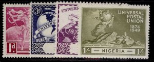 NIGERIA GVI SG64-67, 1949 ANNIVERSARY of UPU set, NH MINT.