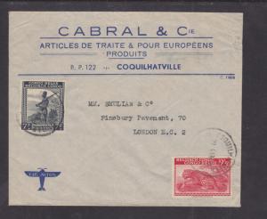 Belgian Congo, Sc 204, 219 on 1947 Air Mail cover, Coquilhatville - London,