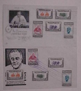 NICARAGUA  2 DIFF. FDC ROOSEVELT 1946 CACHET