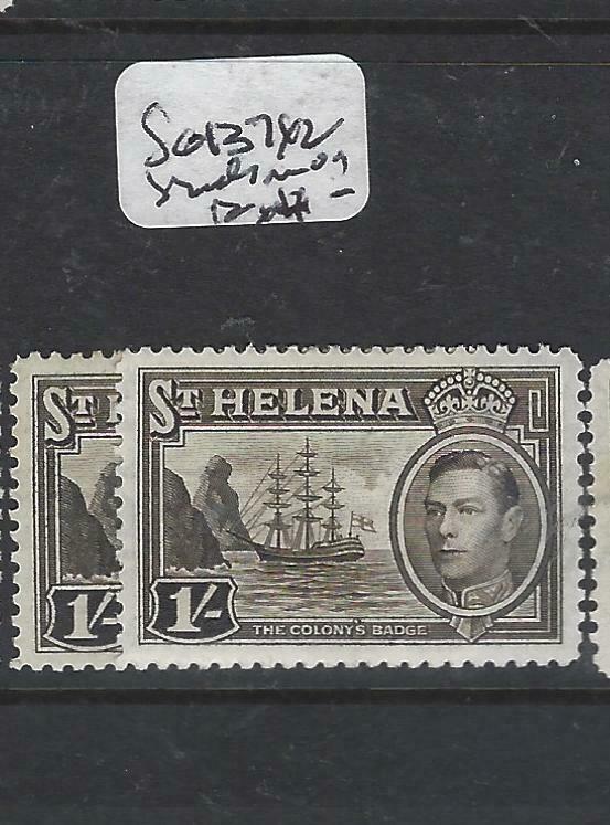 ST HELENA  (P0406B)  KGVI  BOAT  1/-  SG 137 X2 SHADES     MOG