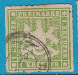 GERMAN STATES - WURTTEMBERG 41a USED - DARK GREEN COLOR VARIETY - CV 300.00 -NZT