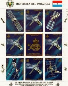 Paraguay 1999 COLUMBUS SPACE STATION ESA Mini-Sheet + Labels Perforated Mint (NH