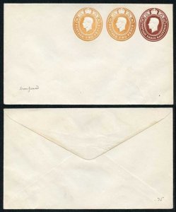 ESCP850 KGVI 1 1/2d and 2d x TWO Compound Stamped to Order Envelope