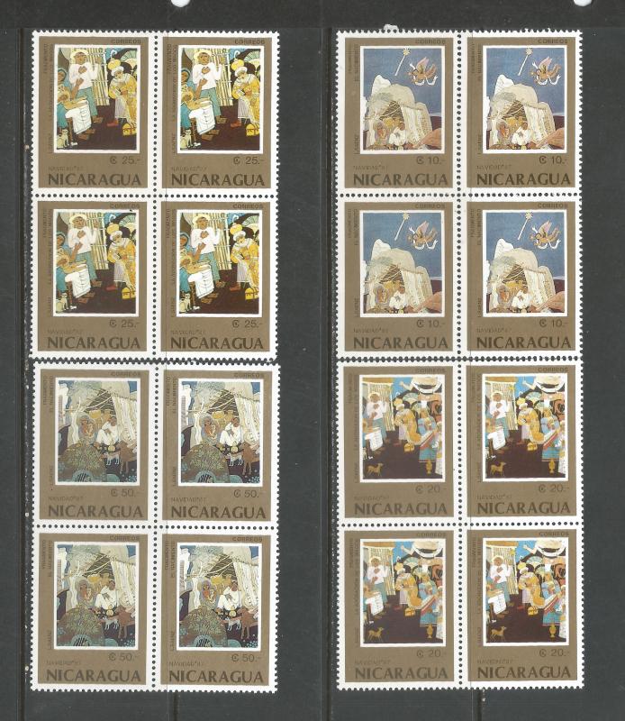 NICARAGUA 1671-74 MNH BLOCKS OF 4 [D5]-4