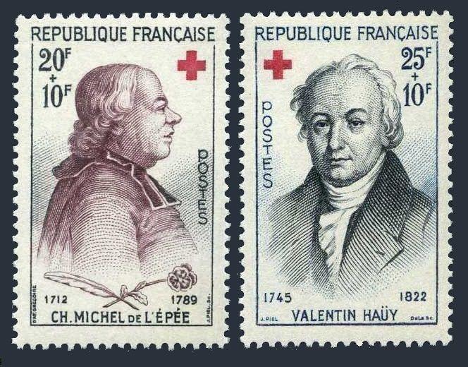 France B337-B338,MNH.Michel 1270-1271. Charles Michel de l'Epee,Valentin Hauy.