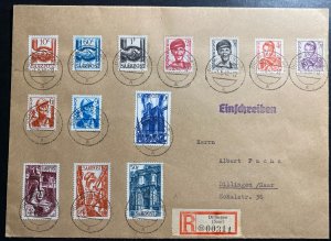 1948 Dillingen Saar Oversized Registered Cover Locally Used Sc#189-200