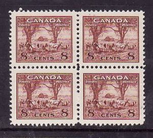Canada-Sc#256-Unused 8c red brown NH block-Farm Scene-og-1942-Cdn860-
