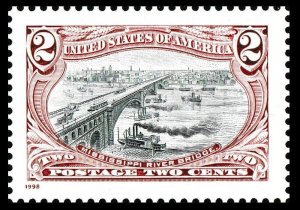 US 3209b 1898 Trans-Mississippi River Bridge 2c single MNH 1998