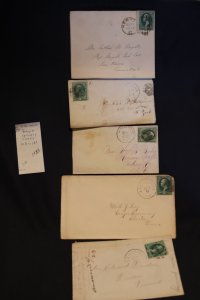 5 US covers w/fancy or specialty cancels on 158 or 184 (#1783)