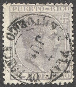 PUERTO RICO 1884 Sc 68 5c (1st Retouch), Alfonso XII Used F, Playa de Ponce