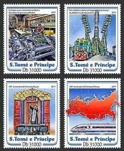 2017 S.Tome&Principe - First Russian Railway. Scott Code: 3315-3318