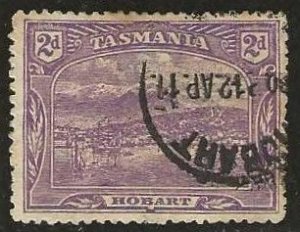 Tasmania 114, used, large thin, perf 12.5.  1911.  (A926)