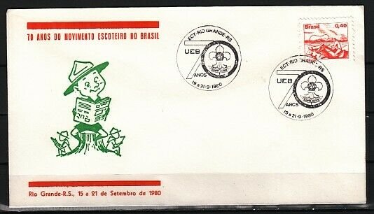 Brazil, 1980 issue. 70th Anniv. of Scouts. 19/SEP/80 Cancel on Cachet Envelope.^