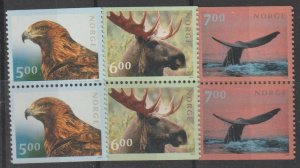 Norway SC 1253-1255 Pairs Mint Never Hinged