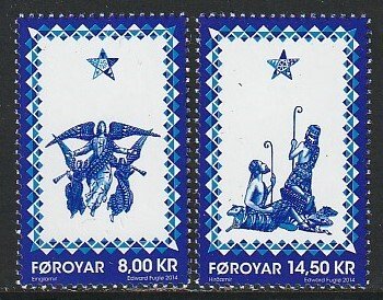 2014 Faroe Islands - Sc 632-3 - MNH VF - 2 single - Christmas