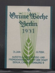 German Advertising Stamp- 1931 Green Week Exposition, Berlin - Agriculture - MNH