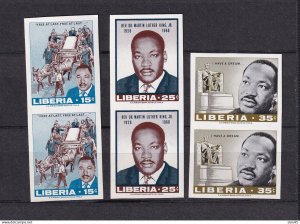 Liberia 1968 Martin Luther King Jr Imperf vertical Pair MNH 15518