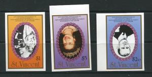 St. Vincent Imperf  Royalty 3 stamps   Inverted Center MNH 5747