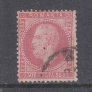 ROMANIA, 1872 Carol, 50b. Rose, used.